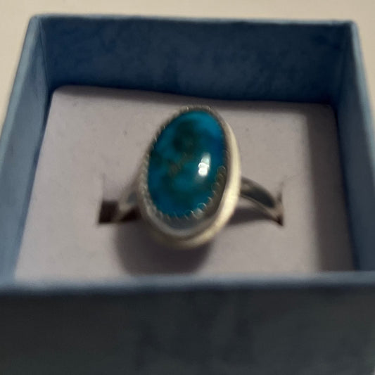 oval new turquoise sterling silver ring size 7