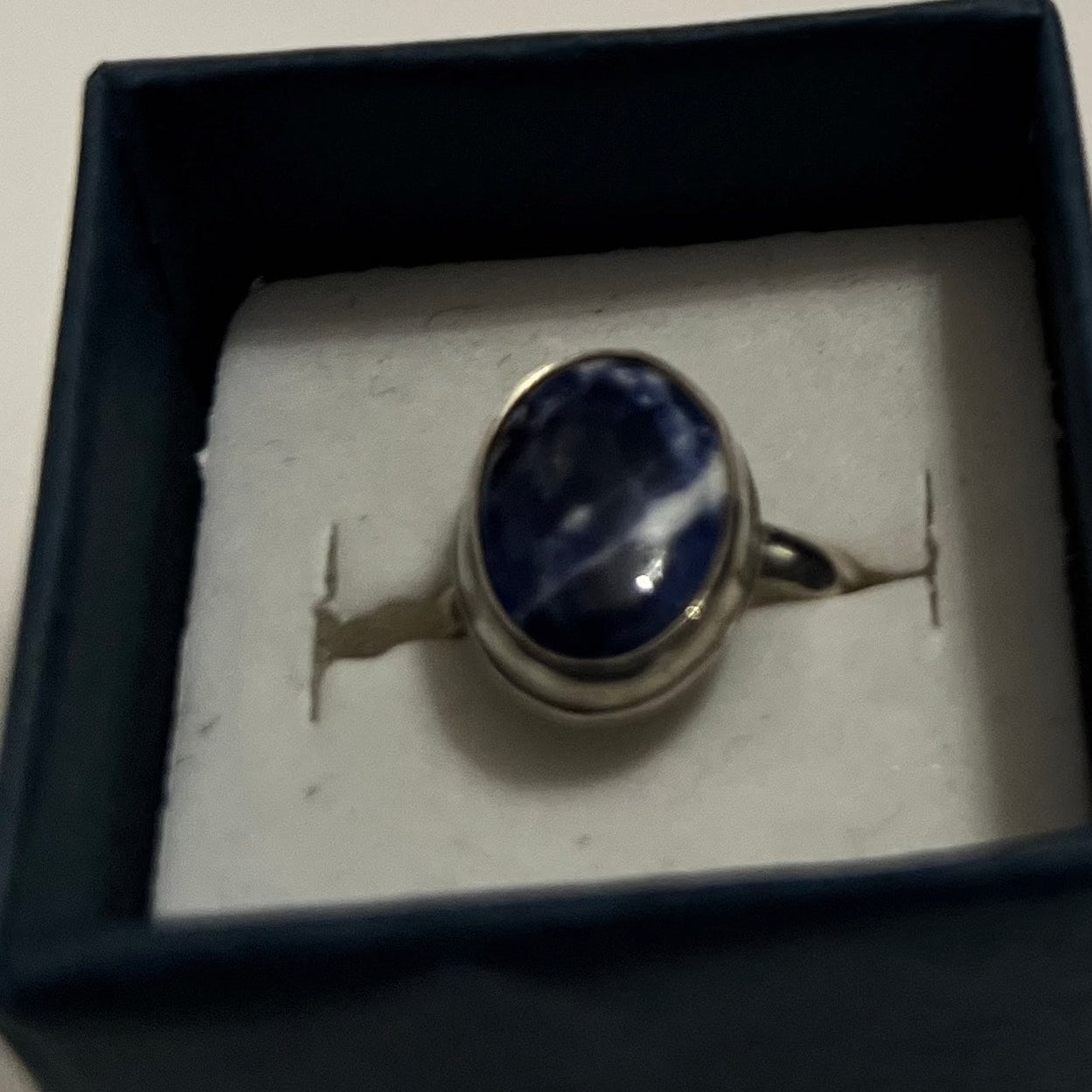 oval sodalite sterling silver ring size 6