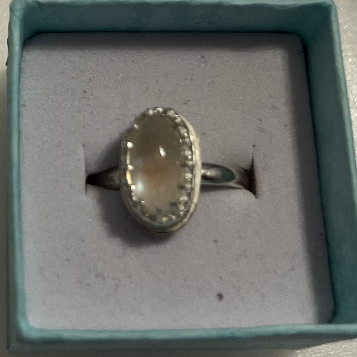 Oval moonstone sterling silver ring size 6.5