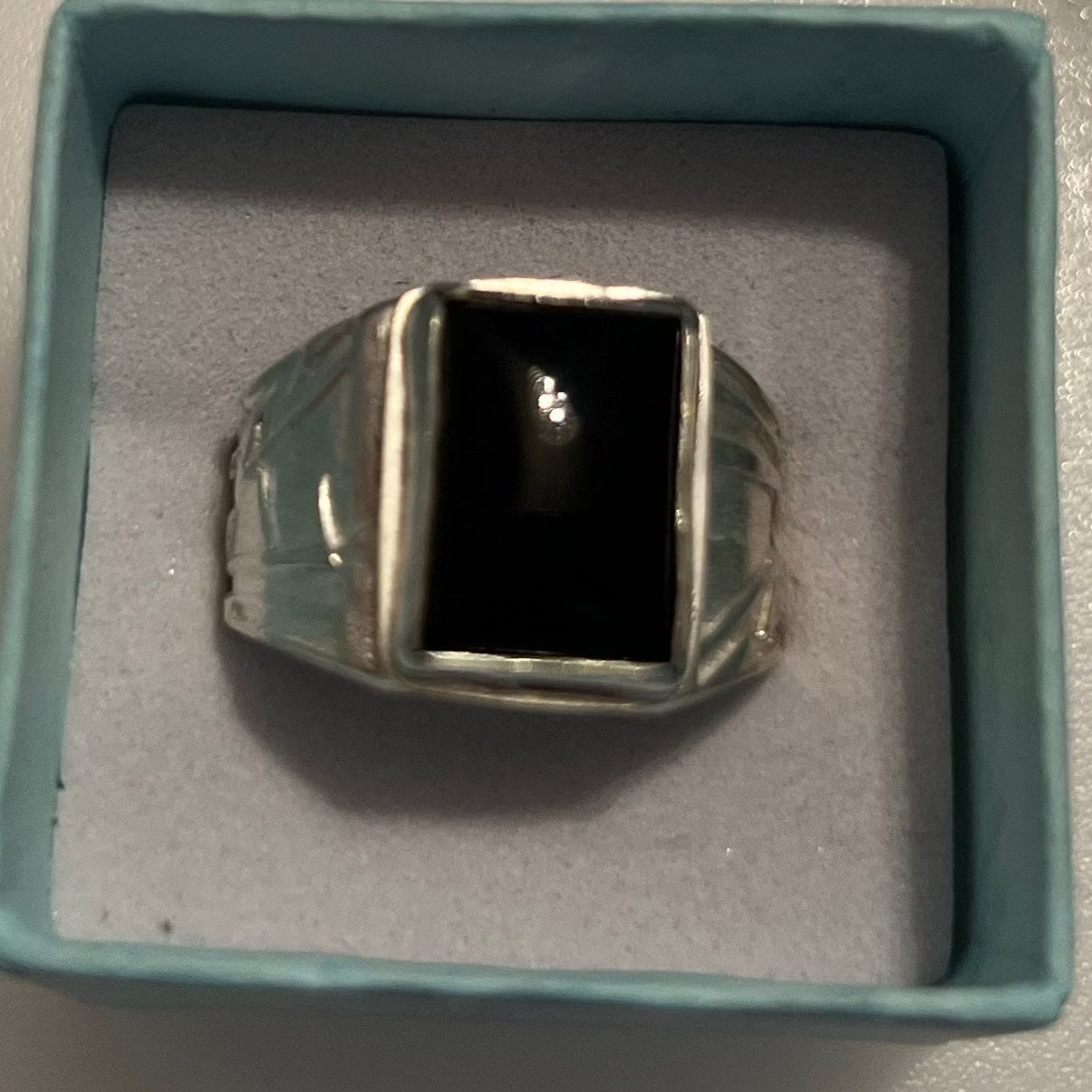 rectangle black onyx sterling silver size 9.5