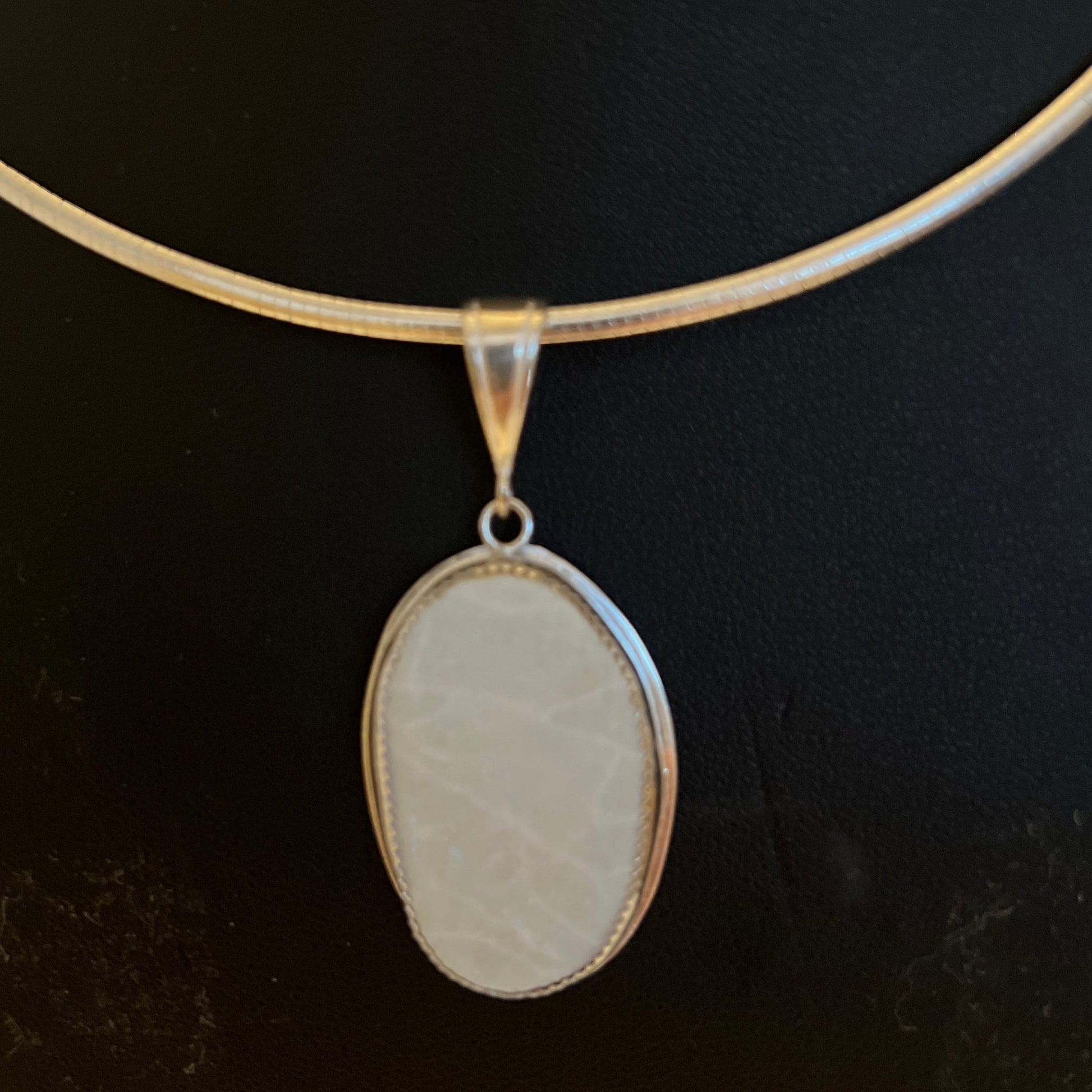 Opal sterling silver pendant on 18" omega sterling silver chain