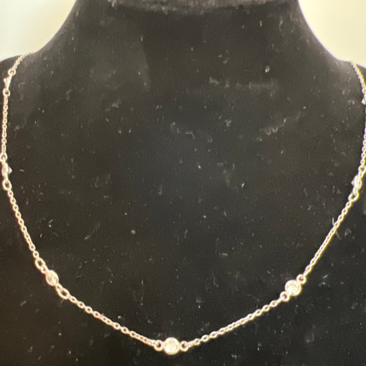 CZ sterling silver 18" chain