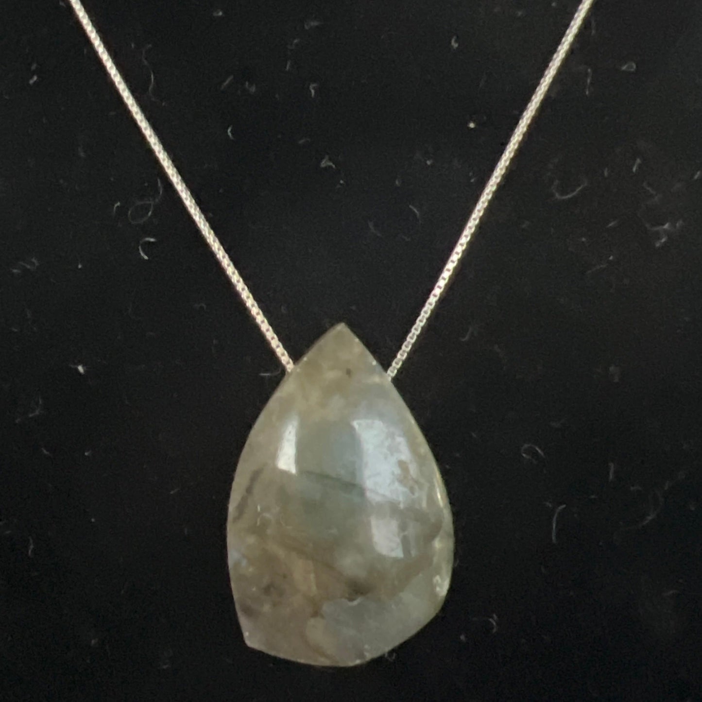 simple natural stone on adjustable sterling silver chain