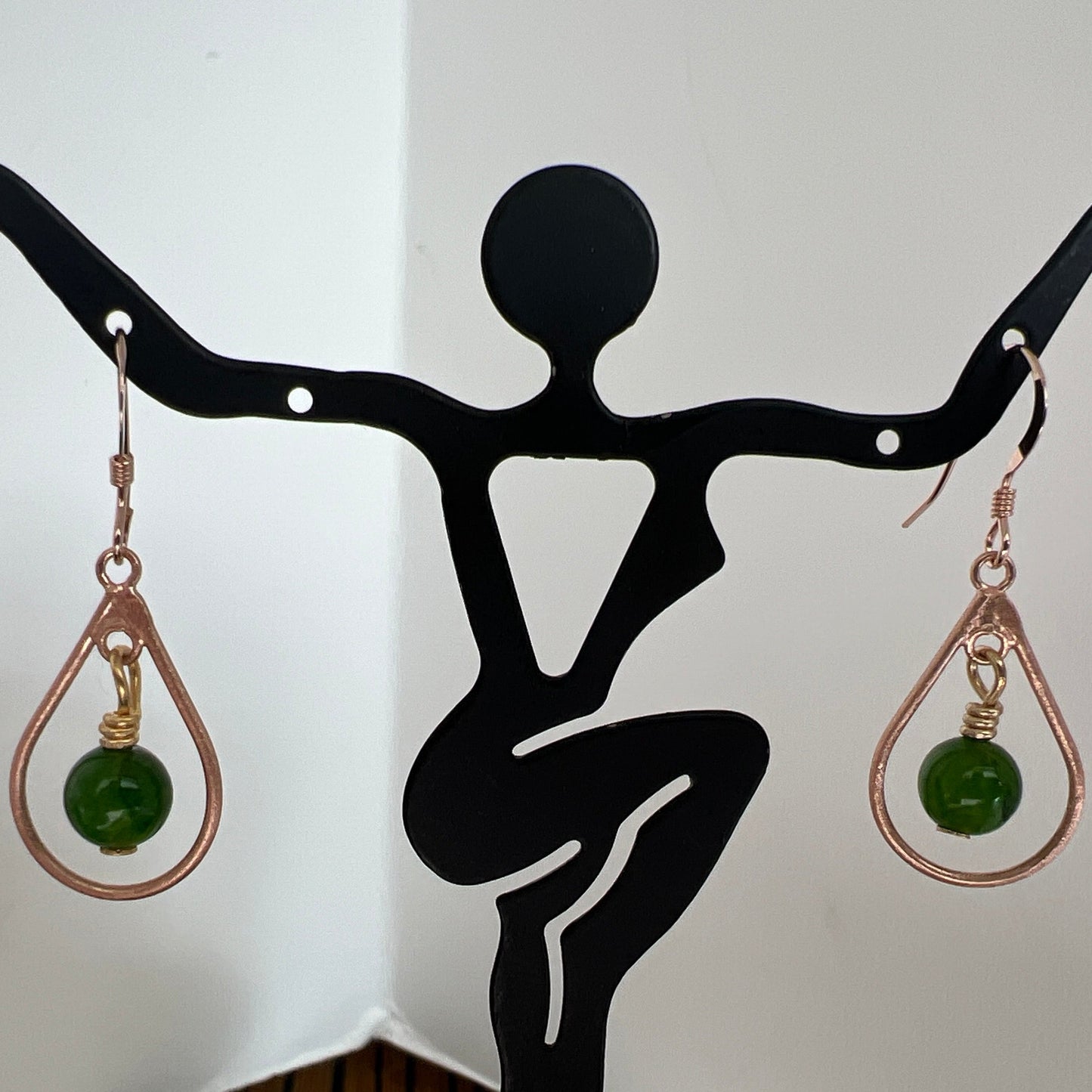 Gold filled pear shape with natural stone dangle earrings