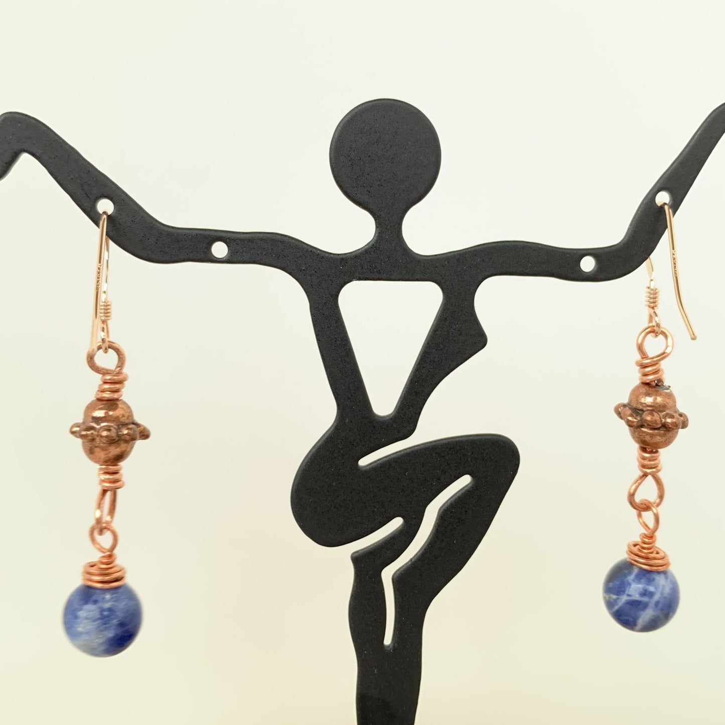 Brazilian Sodalite dangle copper earrings