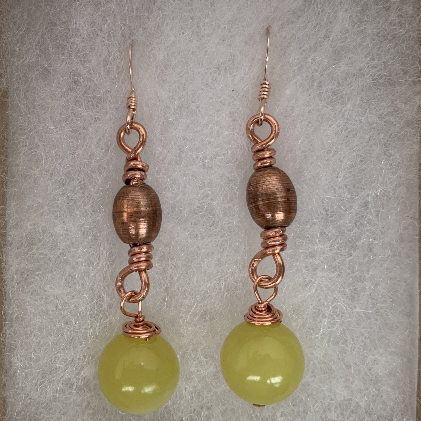 Natural gemstone copper dangle earrings
