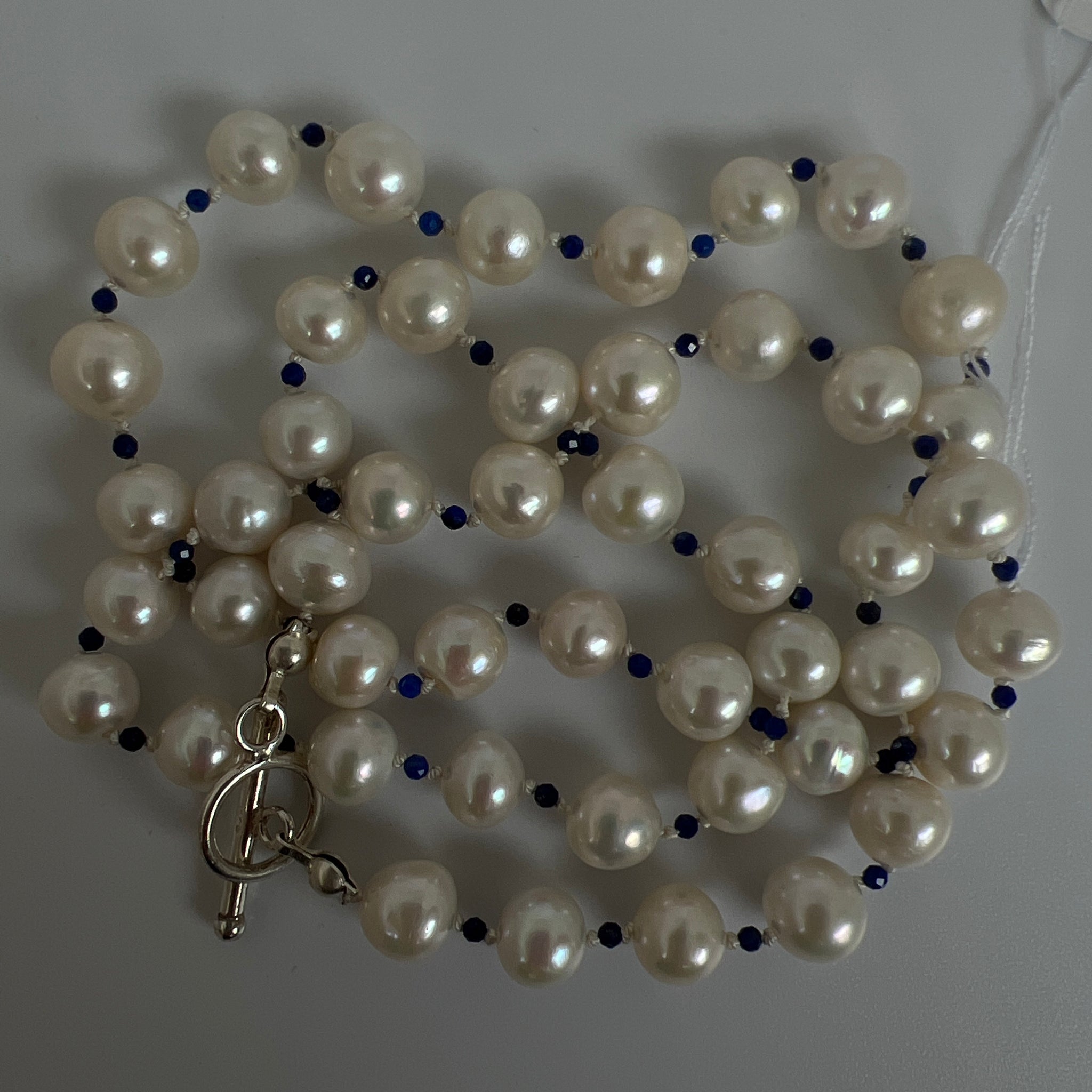 akoya pearl interlace with lapis strand with sterling silver toggle clasp