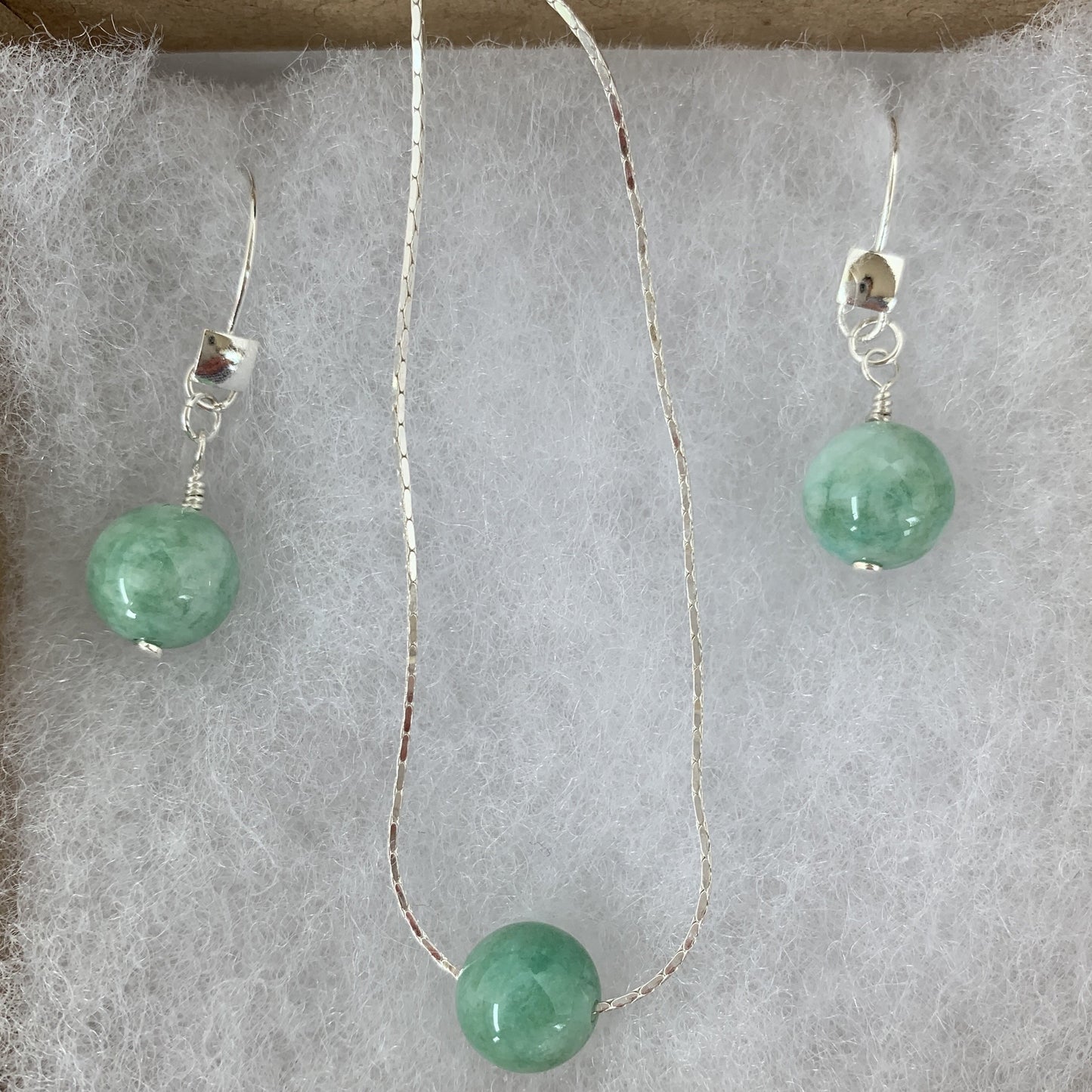 Natural Burma jade pendant and earrings set