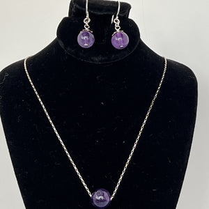 10mm Amethyst earrings and 12mm Amethyst necklace with magnet clasp