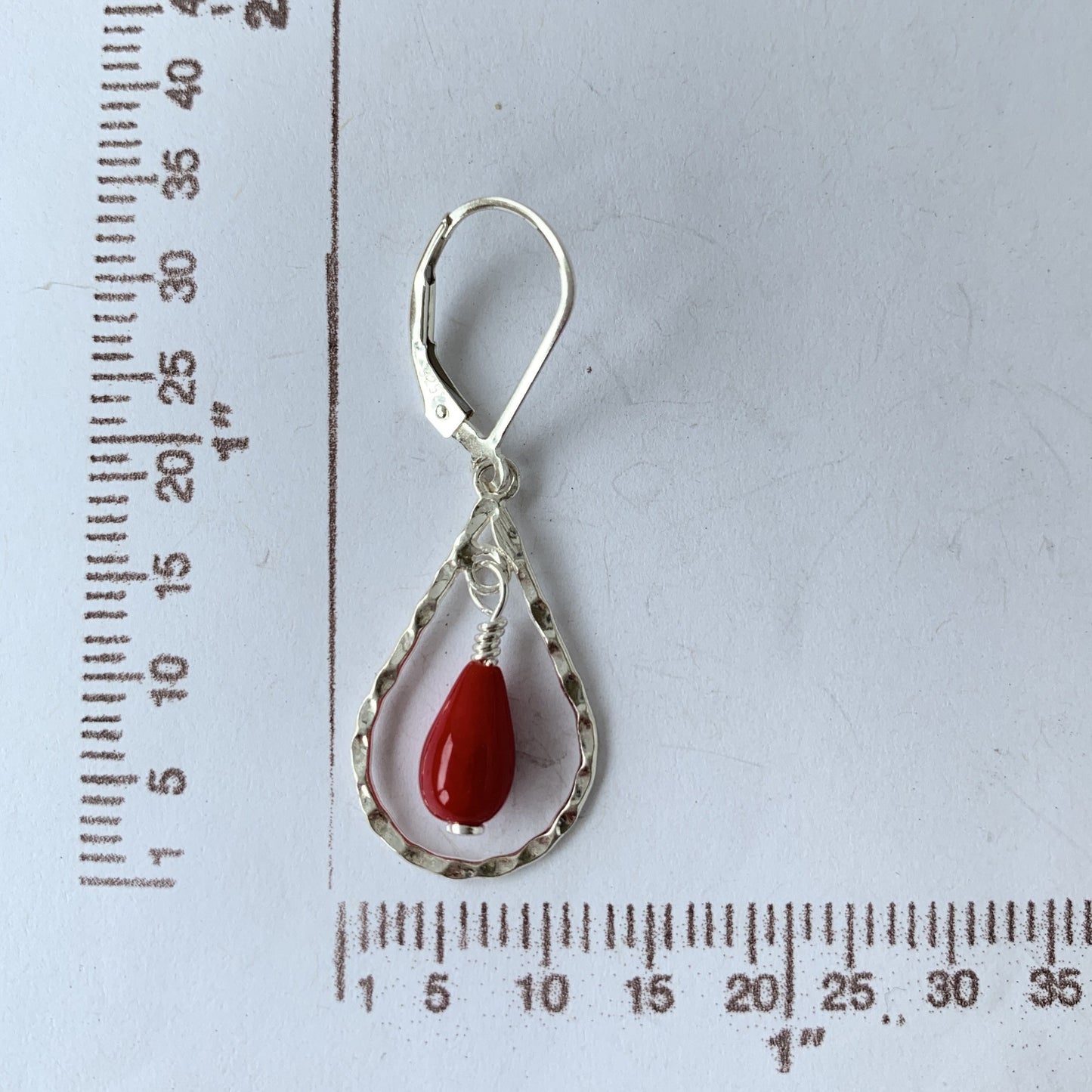 Sterling silver pear shape with natural stone dangle earrings