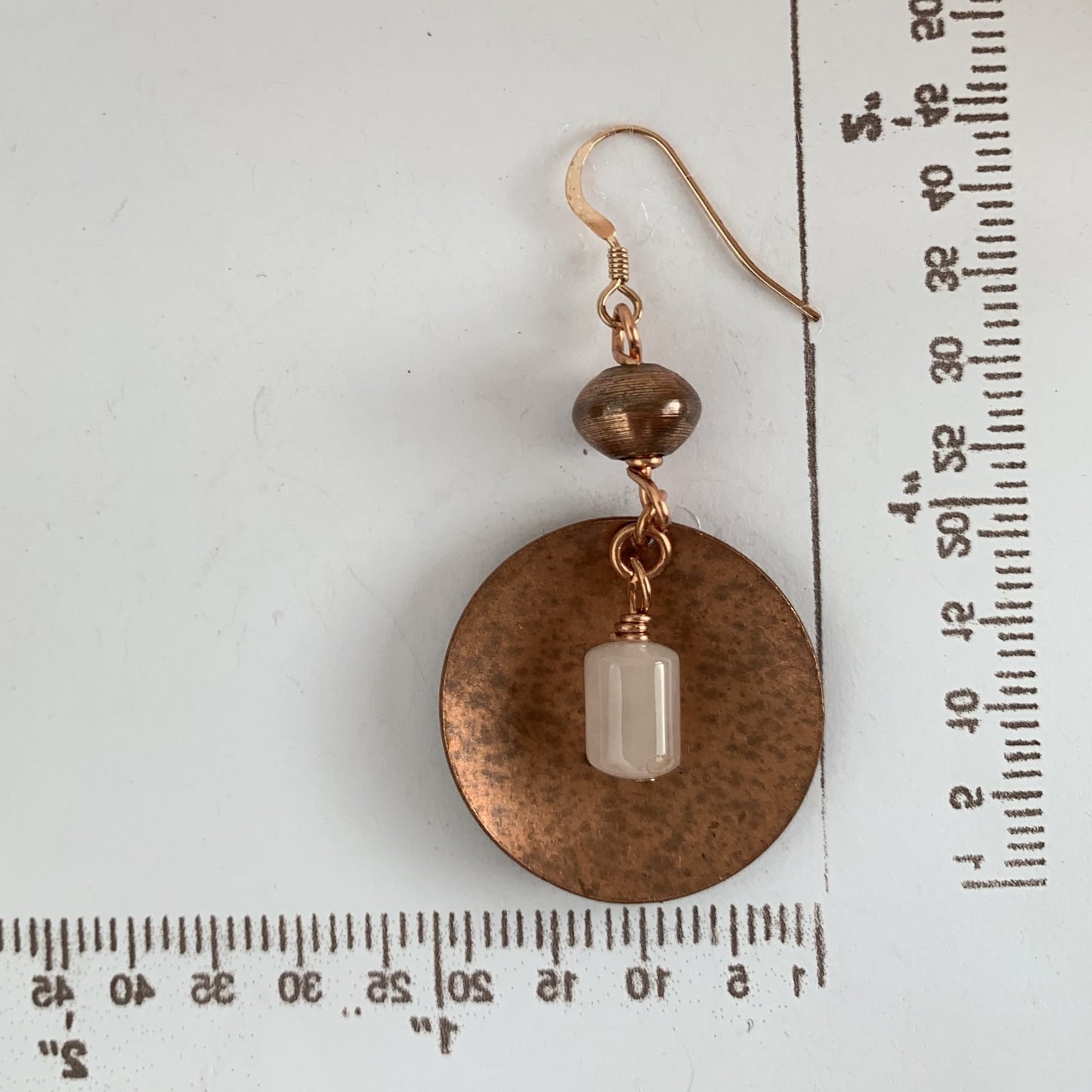 Rose Quartz on copper earrings