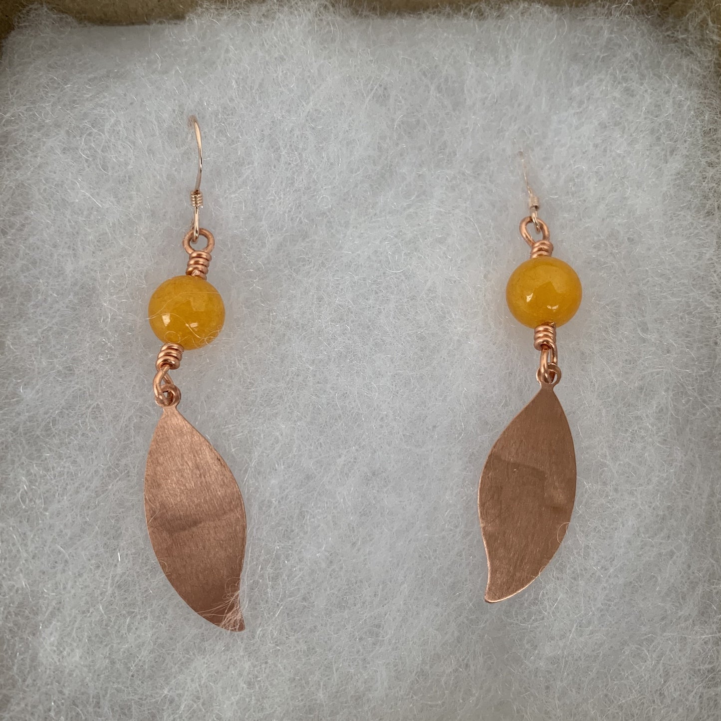 Falling leaves dangle copper earrings