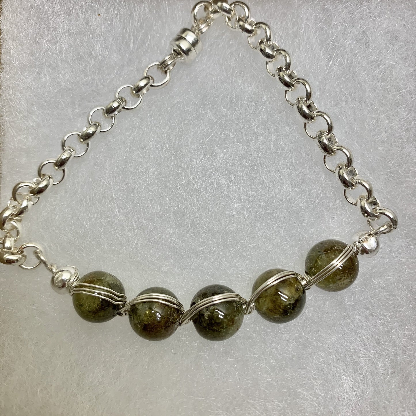 Natural gemstones silver plated bracelet